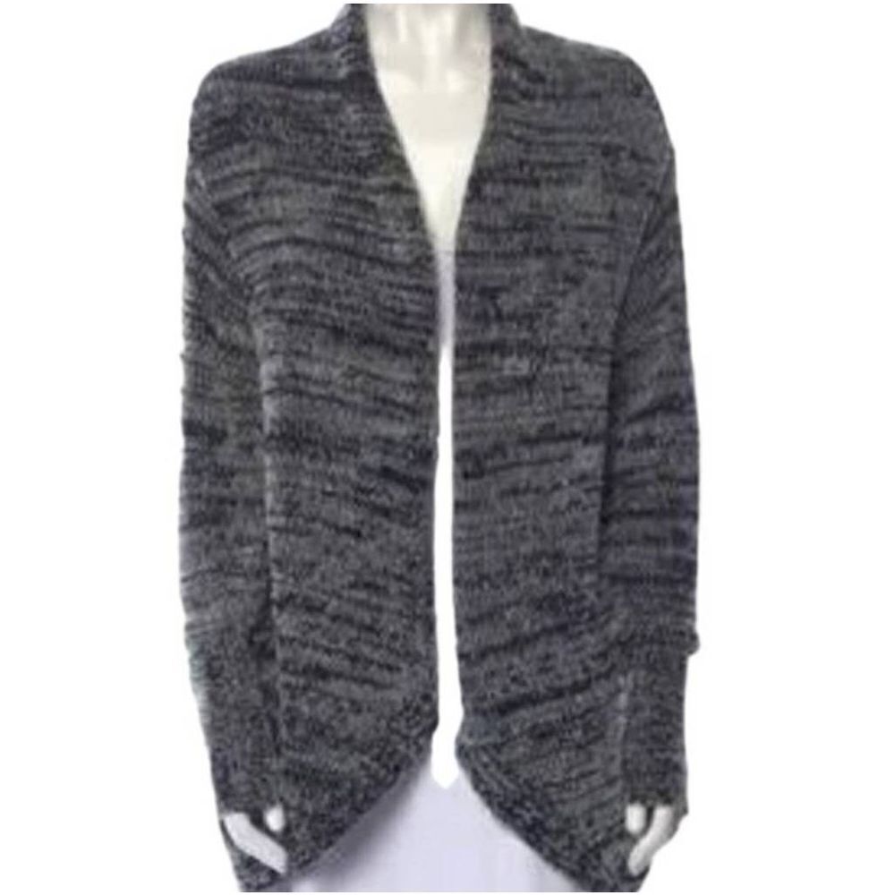 BROCHU WALKER ARMORY DRAP BLACK AND WHITE SPLIT BACK HEM OPEN CARDIGAN sz XS
